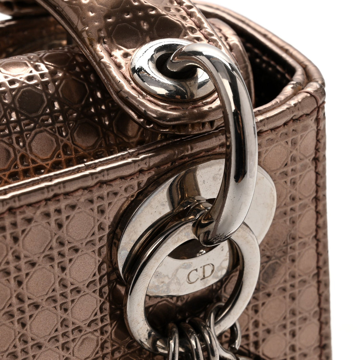 Metallic Patent Micro-Cannage Mini Lady Dior Hyper Pink