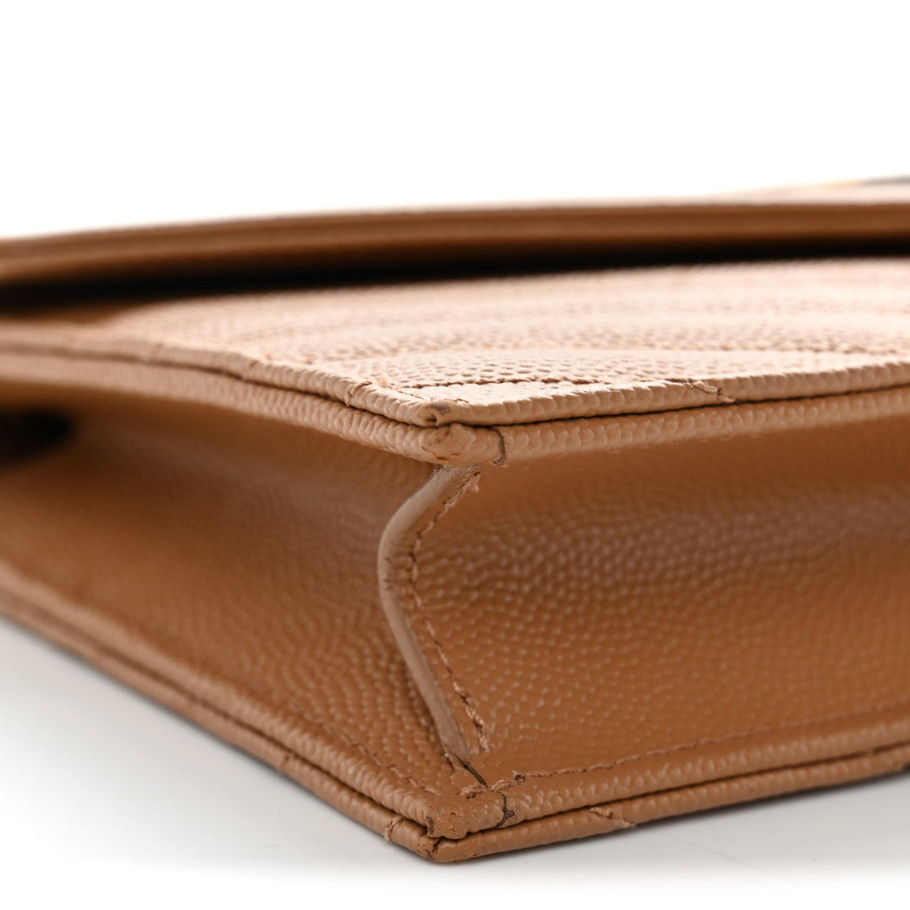Grain De Poudre Matelasse Chevron Monogram Envelope Chain Wallet Dune