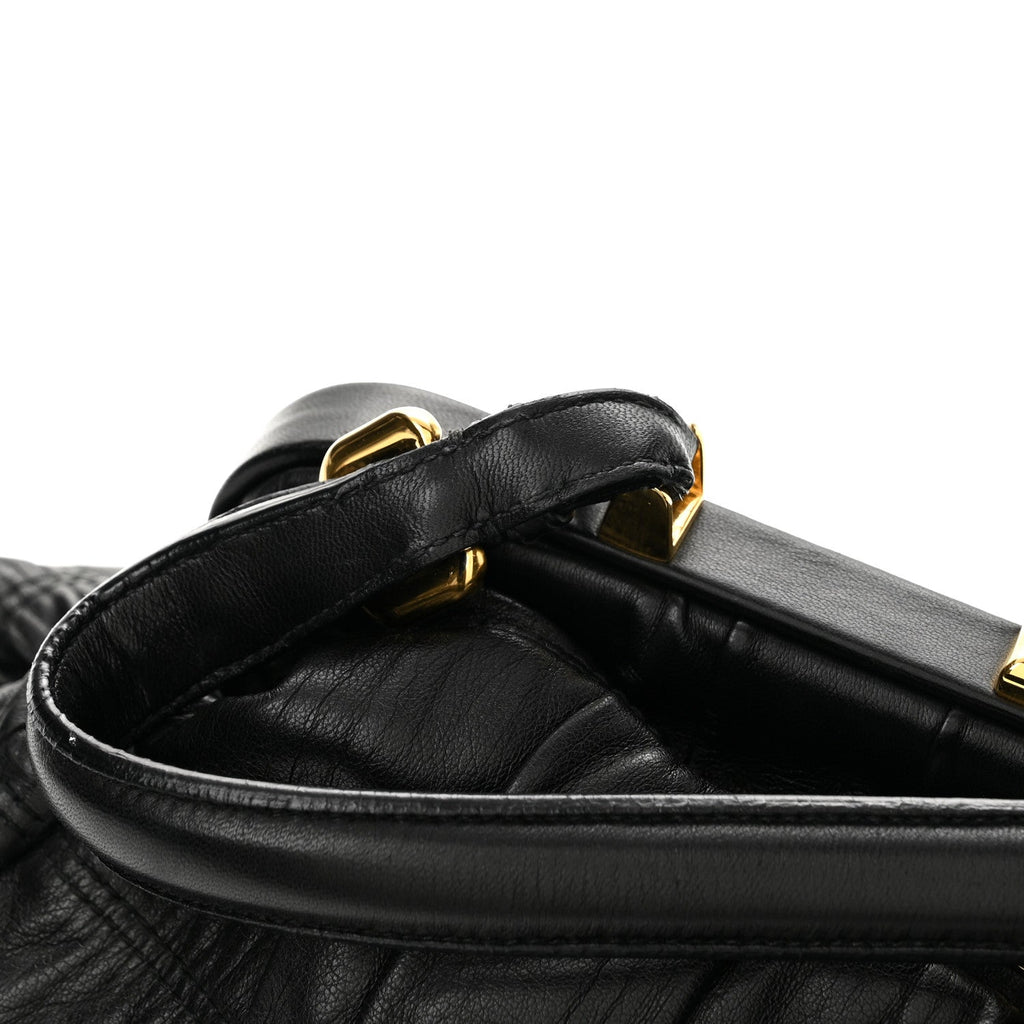 Nappa Dressy Gaufre Framed Tote Black