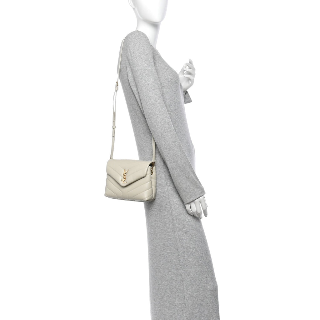 Calfskin Y Quilted Monogram Toy Loulou Crossbody Bag Blanc Vintage