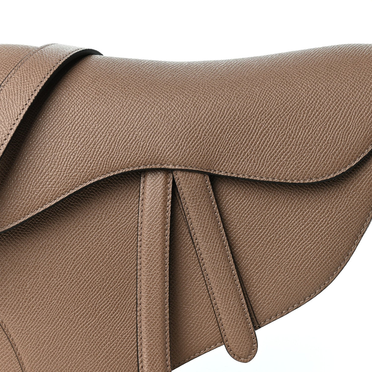 Grained Calfskin Saddle Bag With Strap Warm Taupe