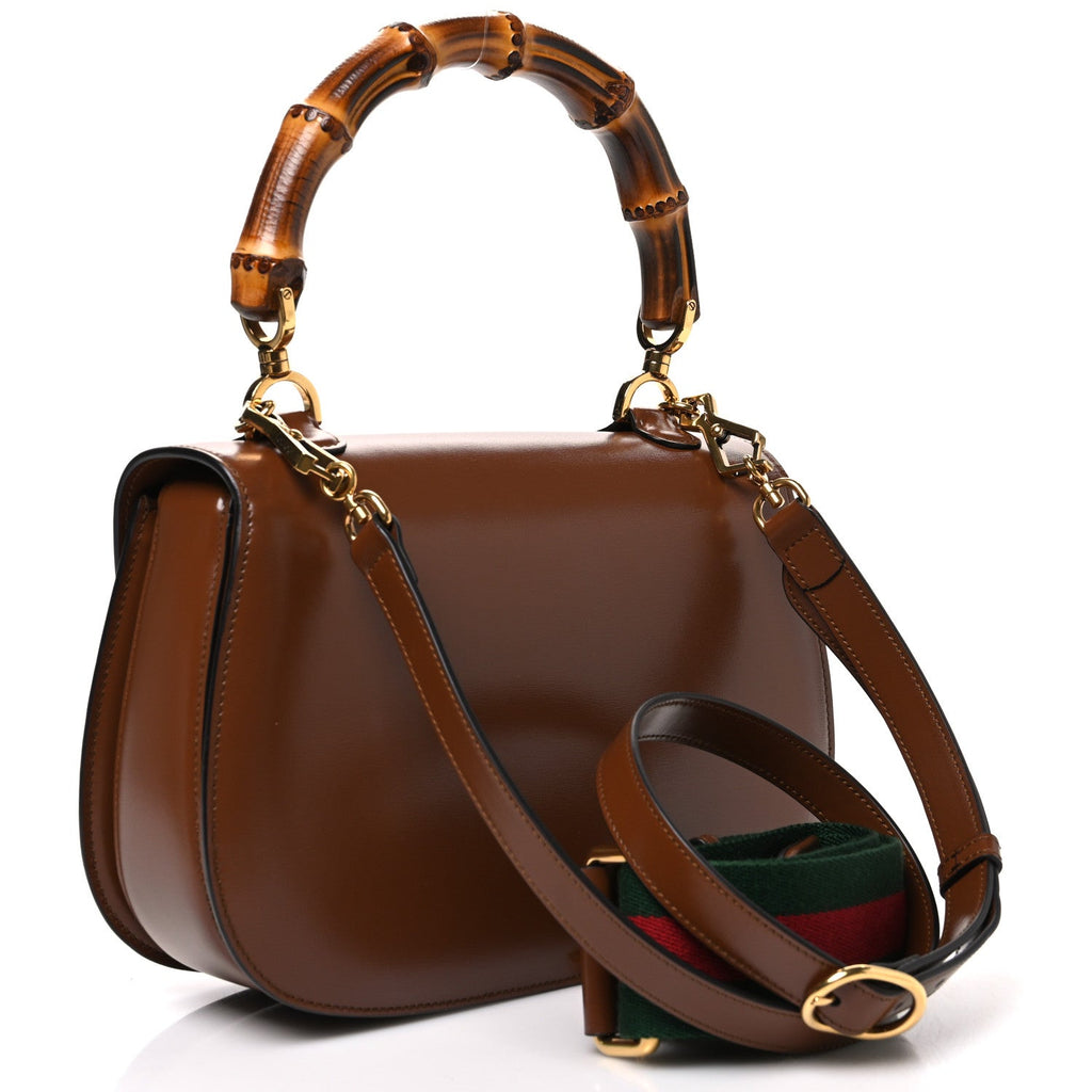 Boarded Dyana Lux Calfskin Web Medium Bamboo 1947 Top Handle Bag Brown
