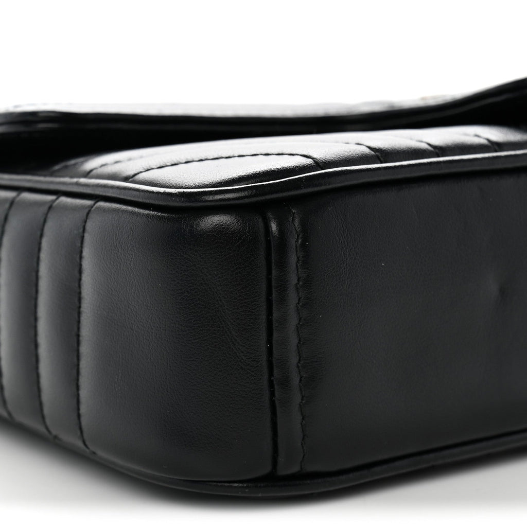 Soft Calfskin Impunture Diagramme Medium Chain Flap Shoulder Bag Black