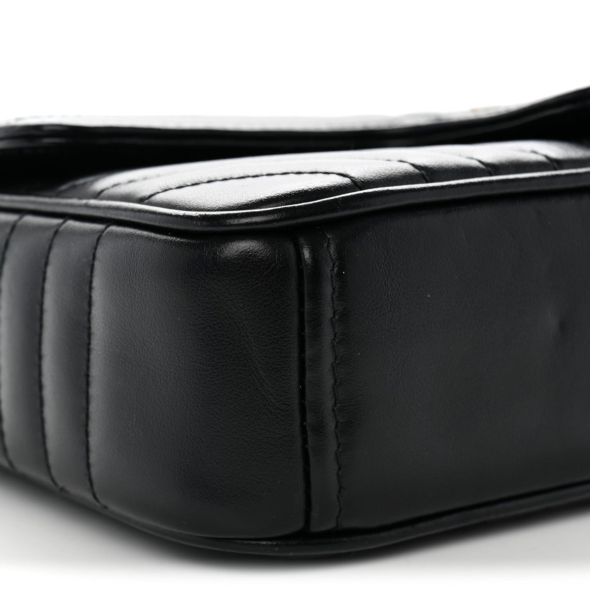 Soft Calfskin Impunture Diagramme Medium Chain Flap Shoulder Bag Black