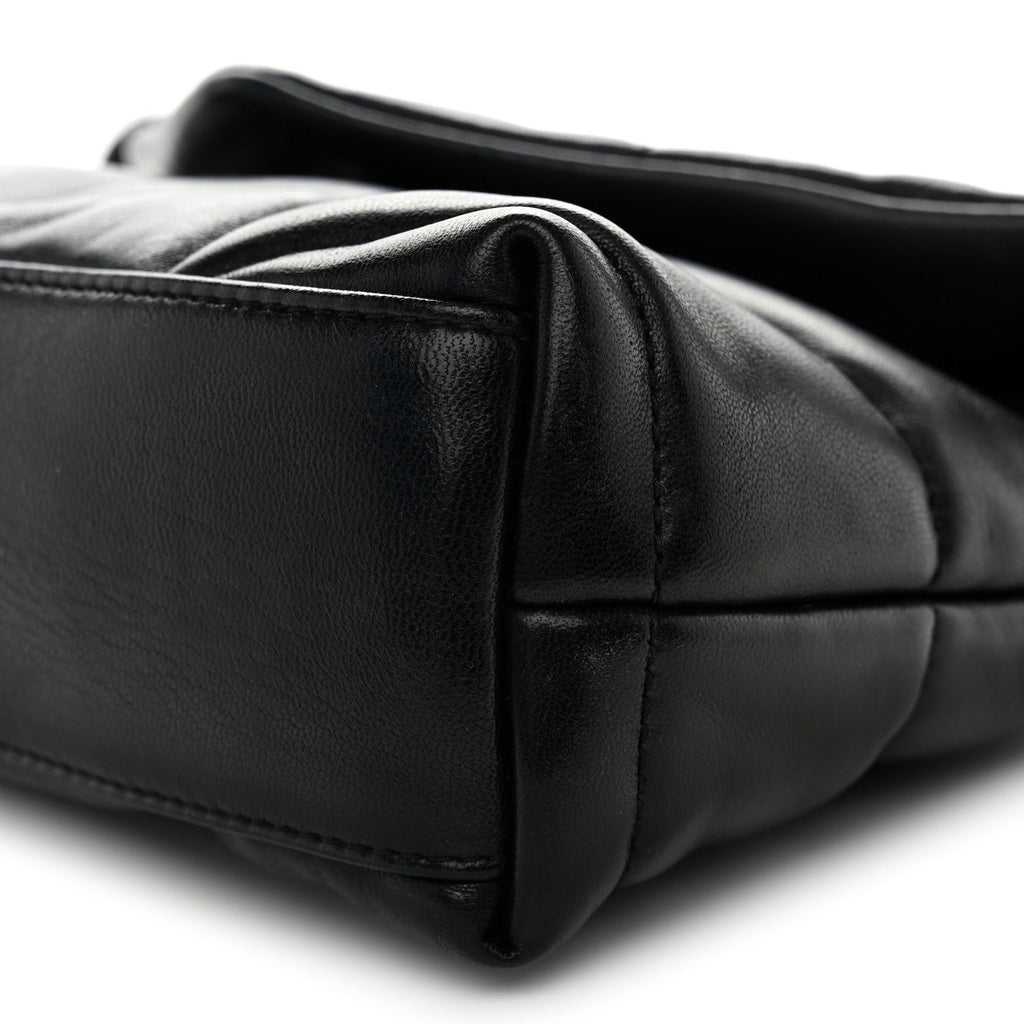 Lambskin Quilted Toy Loulou Puffer Monogram Chain Satchel Black