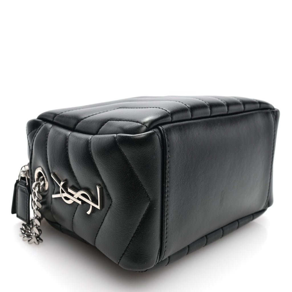 Calfskin Y Quilted Monogram Small Loulou Bowling Bag Black