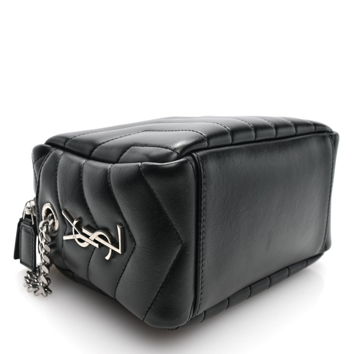 Calfskin Y Quilted Monogram Small Loulou Bowling Bag Black