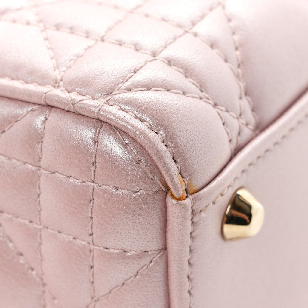 Metallic Lambskin Cannage Mini Lady Dior  Lotus