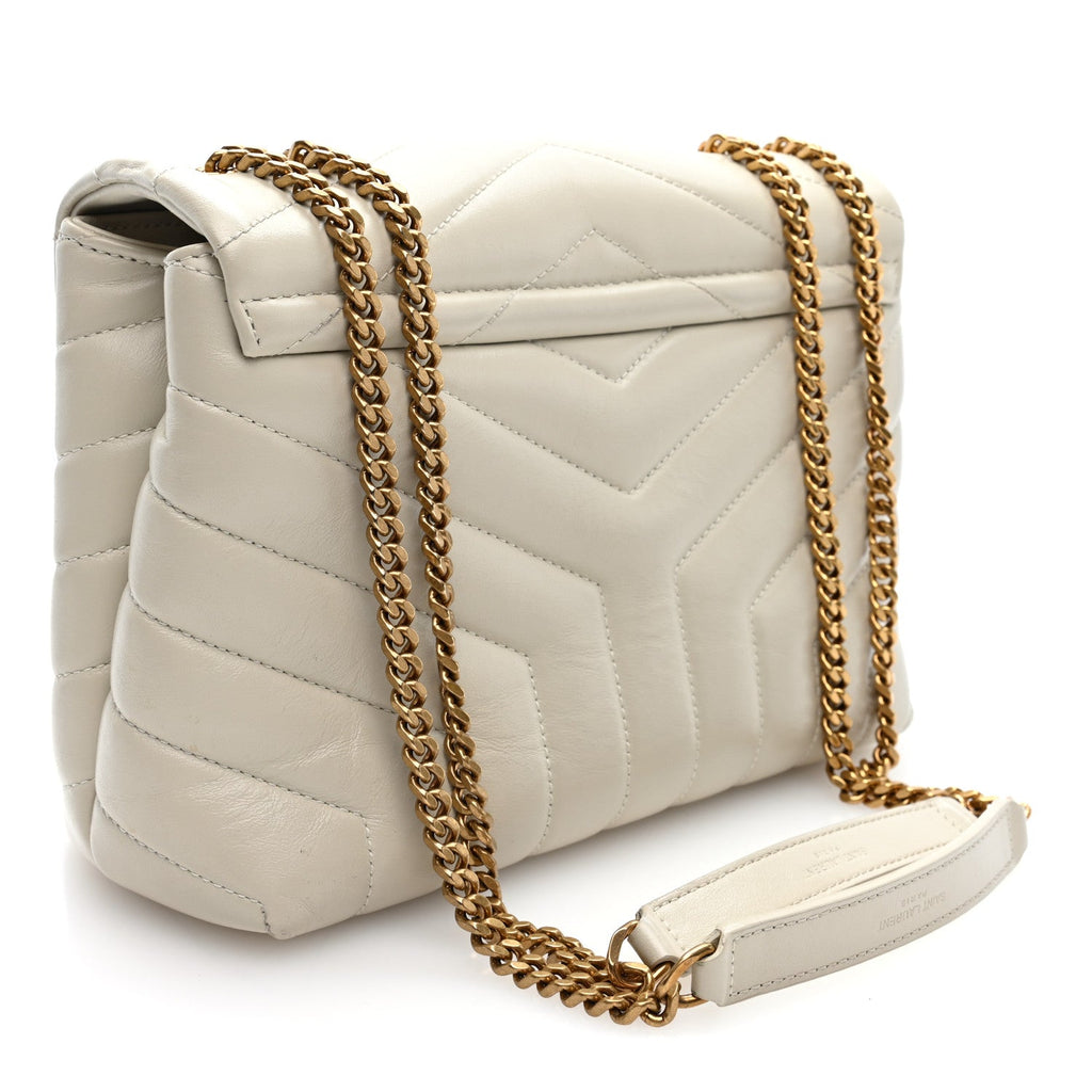 Calfskin Y Quilted Monogram Small Loulou Chain Satchel Crema Soft