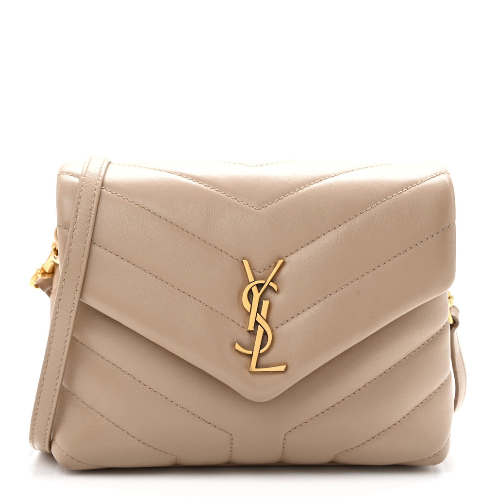 Calfskin Y Quilted Monogram Toy Loulou Crossbody Bag Dark Beige