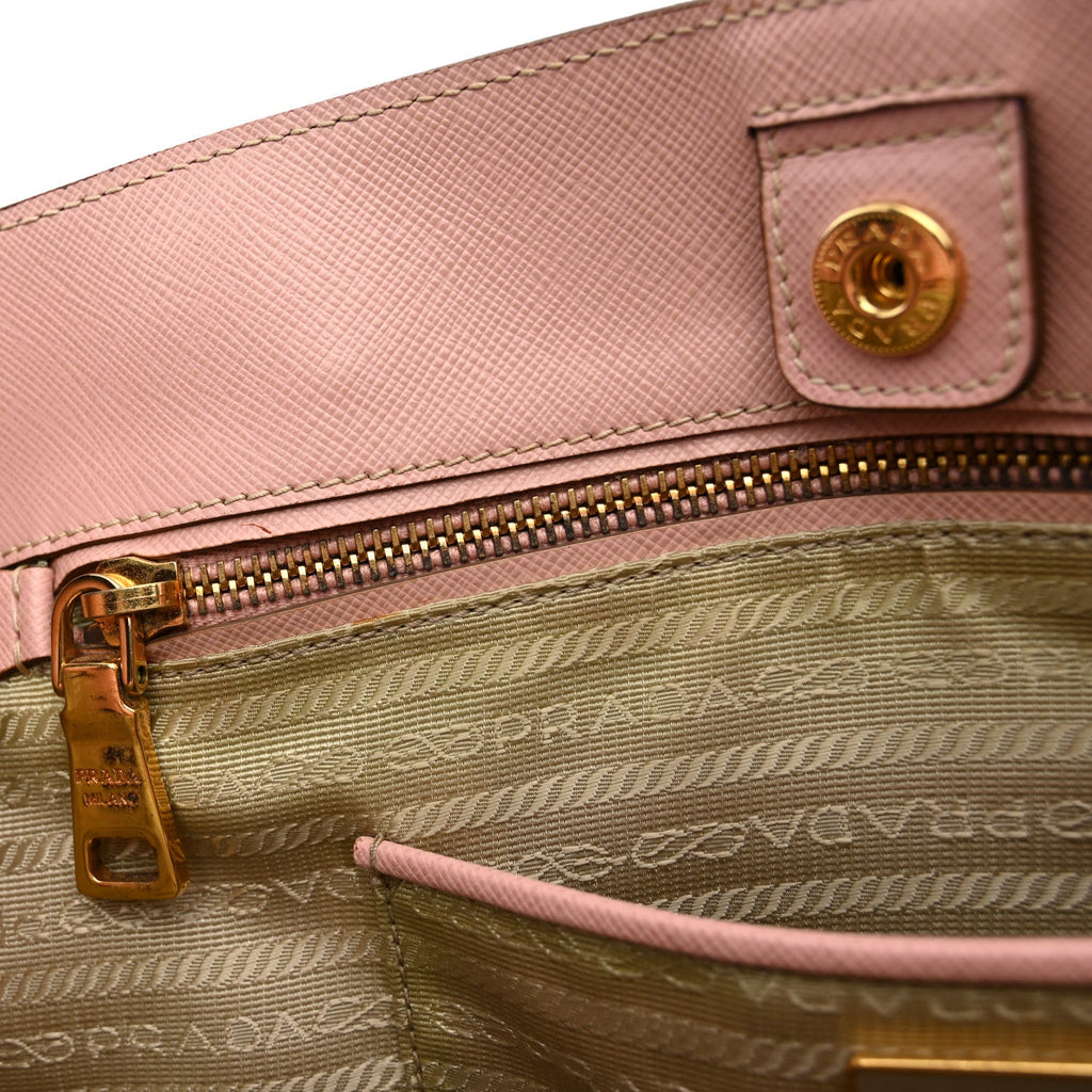 Saffiano Lux Medium Bi-Color Tote Orchidea Talco