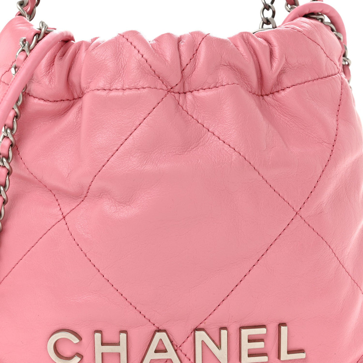 Shiny Calfskin Quilted Mini Chanel 22 Pink