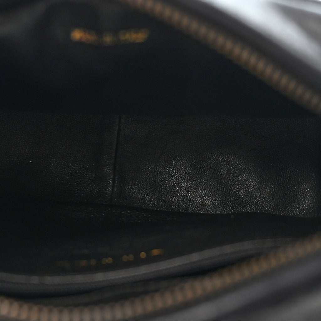Lambskin Chevron Quilted Tassel Camera Case Black
