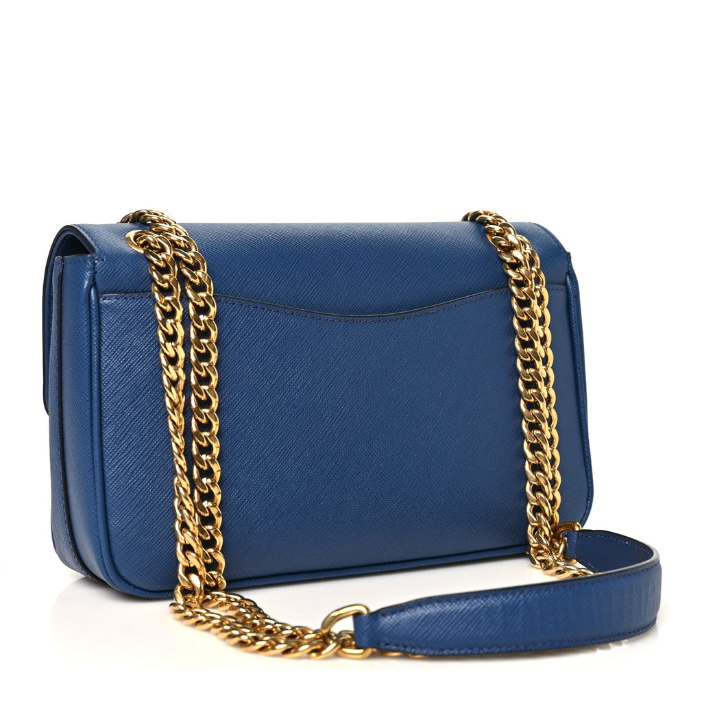 Saffiano Flap Shoulder Bag Bluette