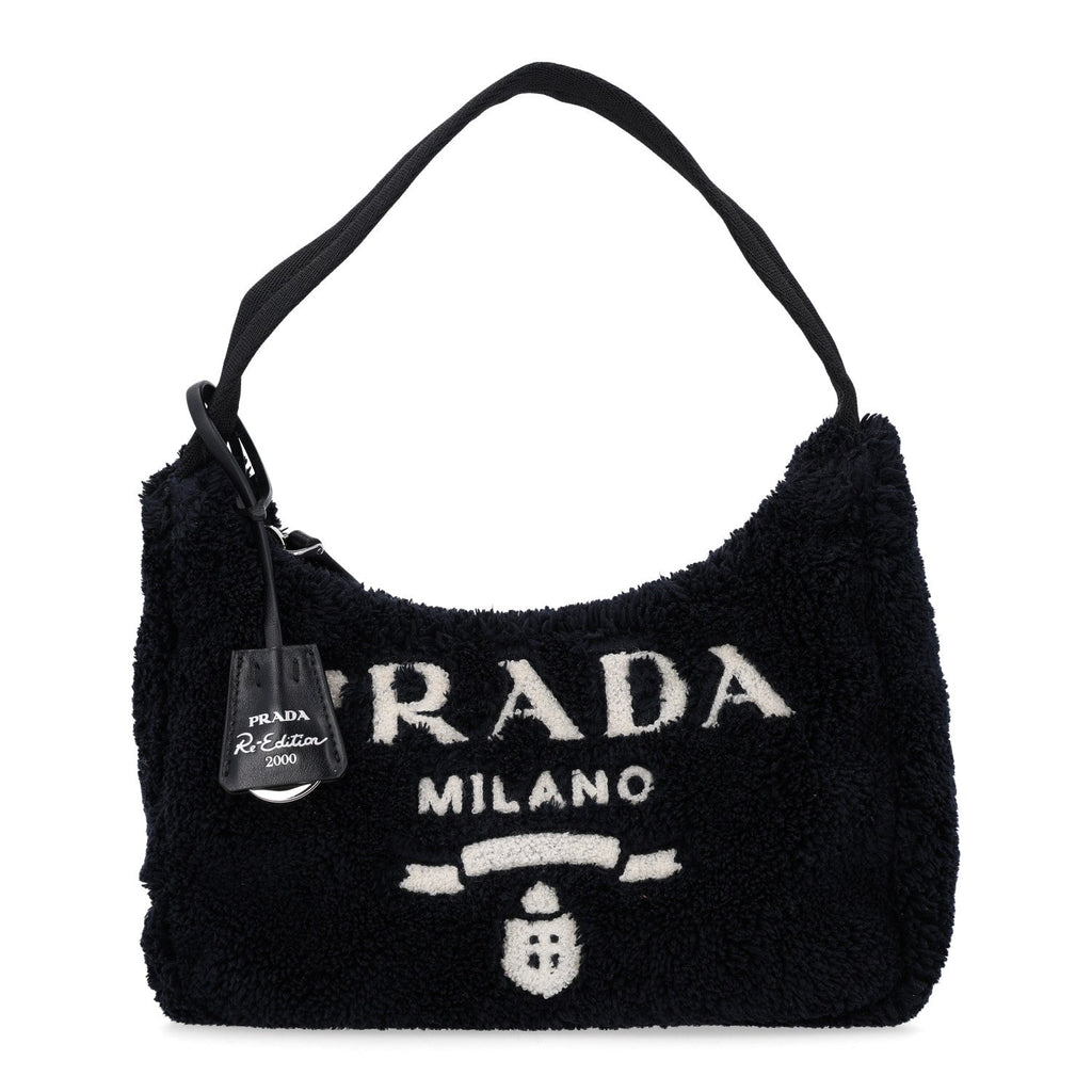 Terry Cloth Mini Re-Edition 2000 Bag Black White