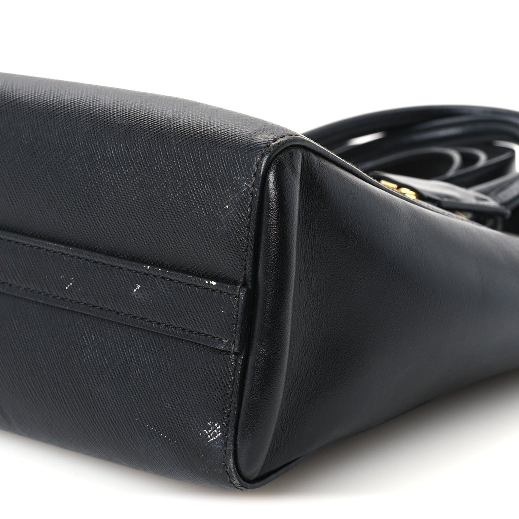 Saffiano Soft Calfskin Small Zippered Tote Black