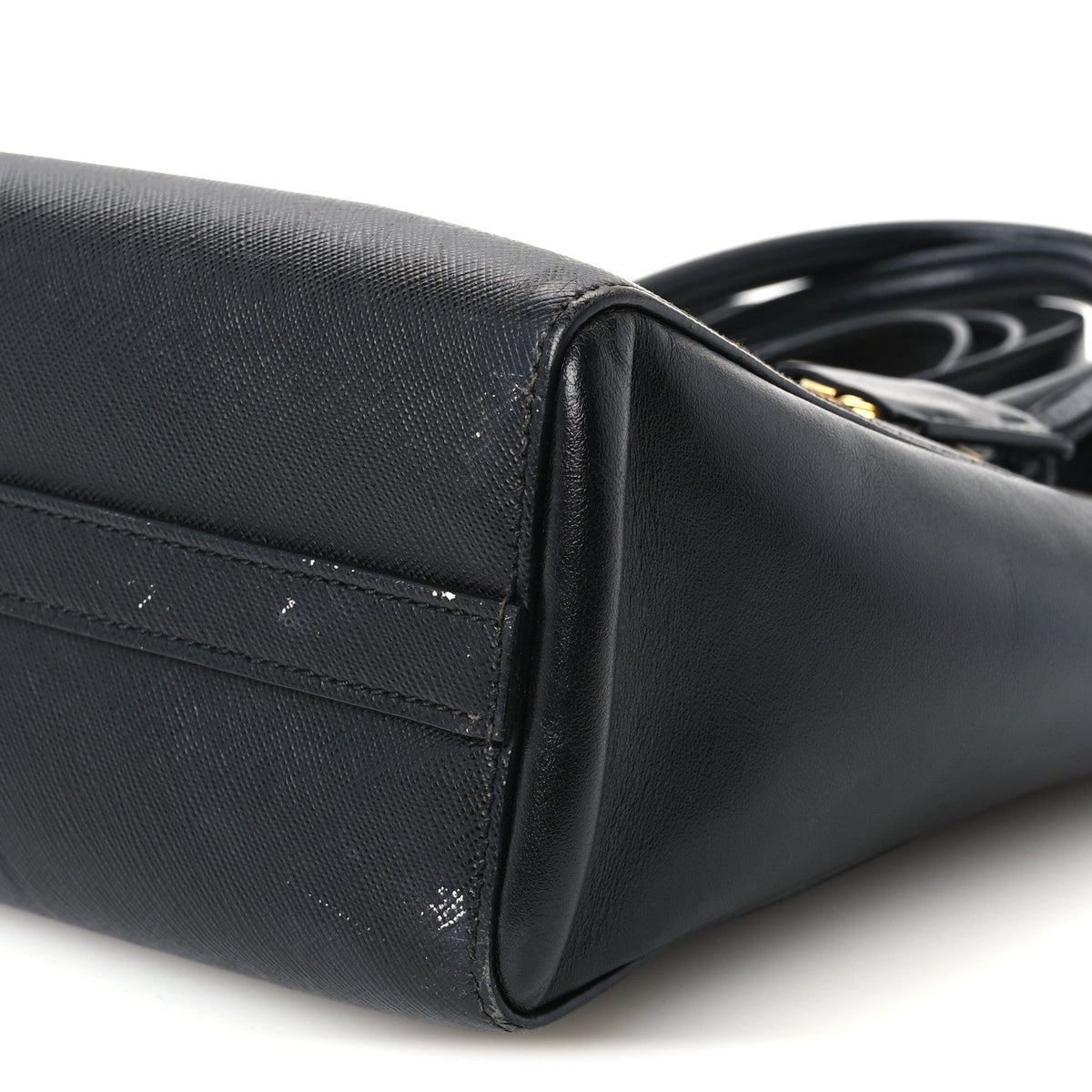 Saffiano Soft Calfskin Small Zippered Tote Black