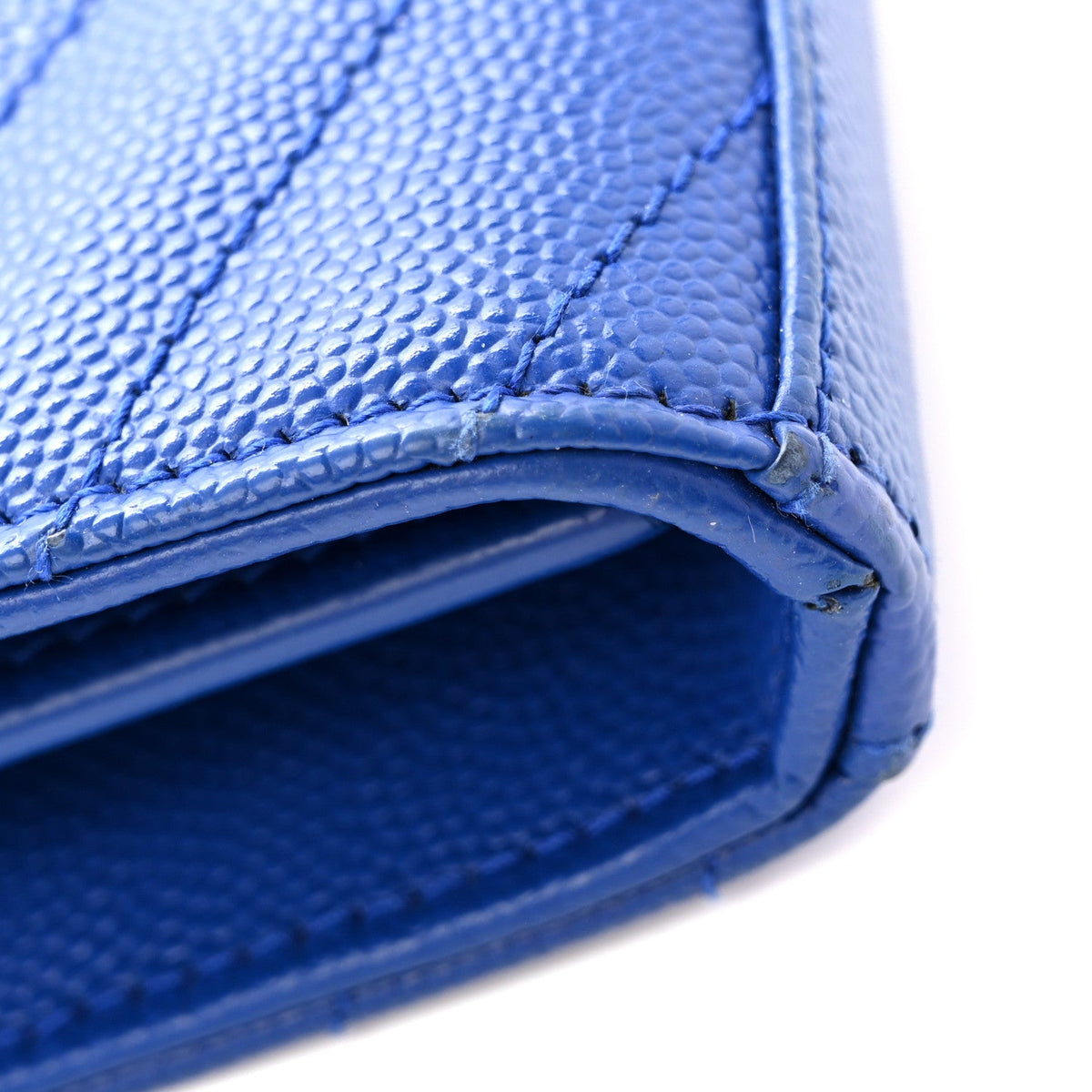 Grain De Poudre Matelasse Chevron Monogram Chain Wallet Blue Majorelle