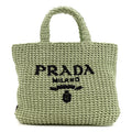 Yarn Raffia Effect Crochet Small Logo Tote Acqua