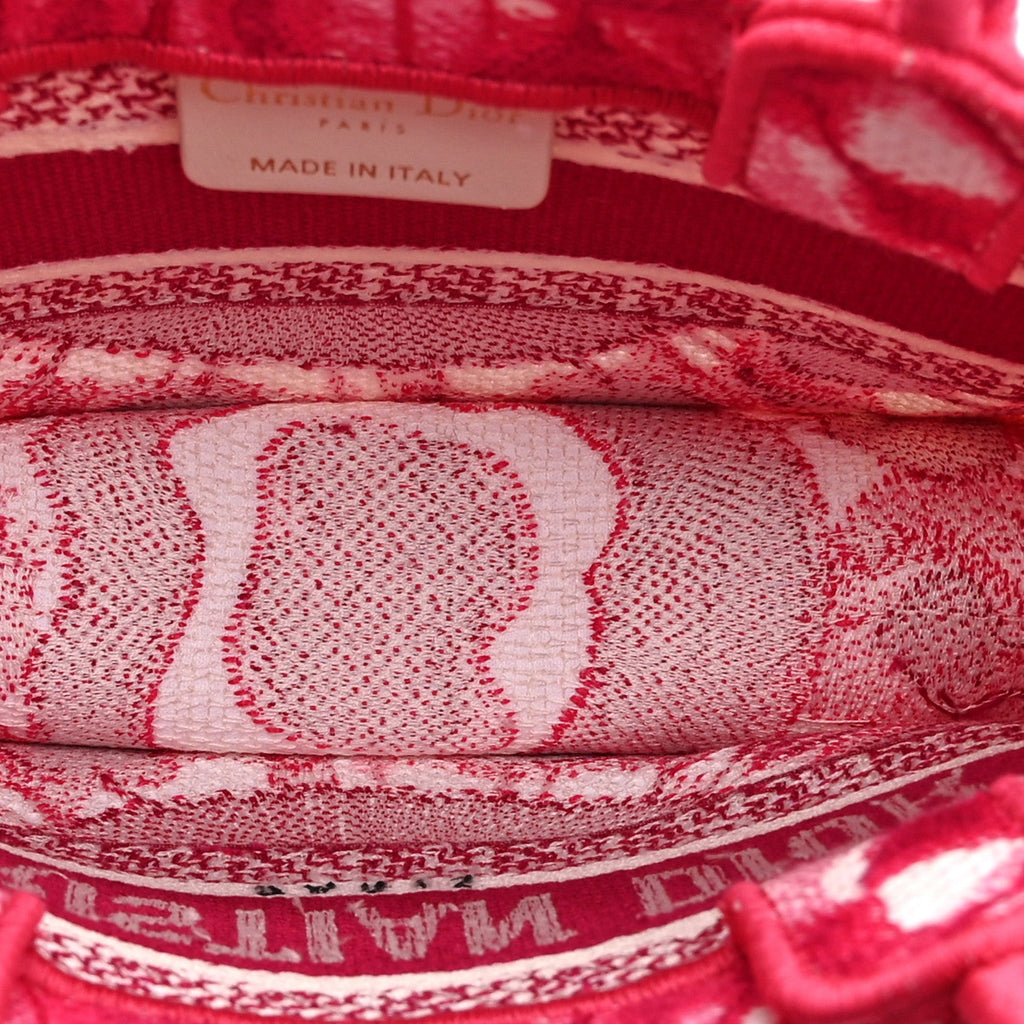 Canvas Embroidered Tie Dye Mini Book Tote With Strap  Pink