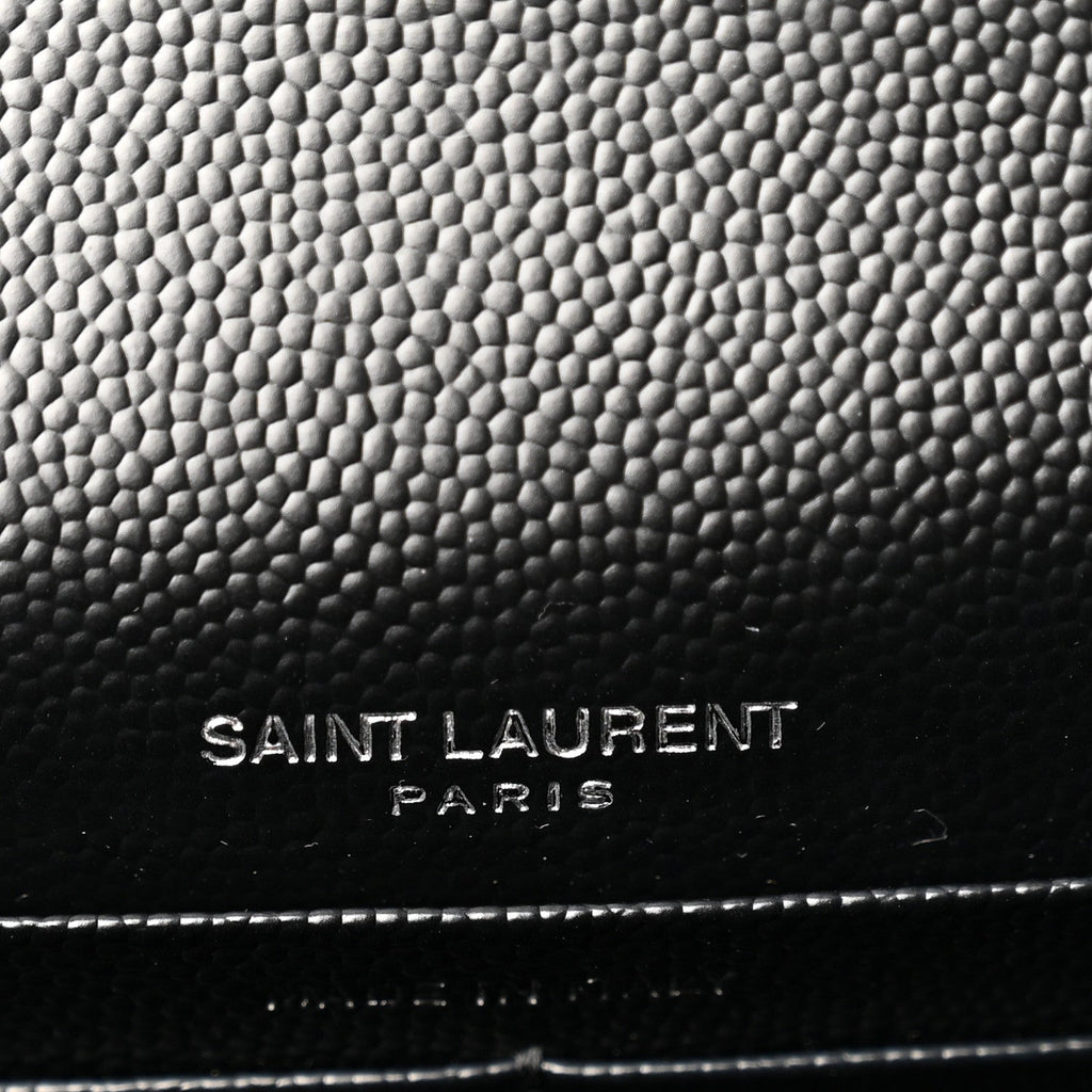 Grain De Poudre Matelasse Chevron Monogram Envelope Chain Wallet Black