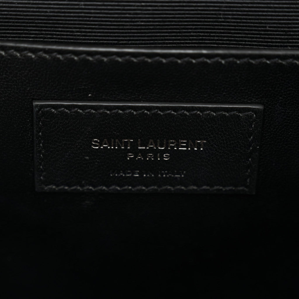 Grain De Poudre Textured Mixed Matelasse Triquilt Medium Monogram Monochrome Satchel Black