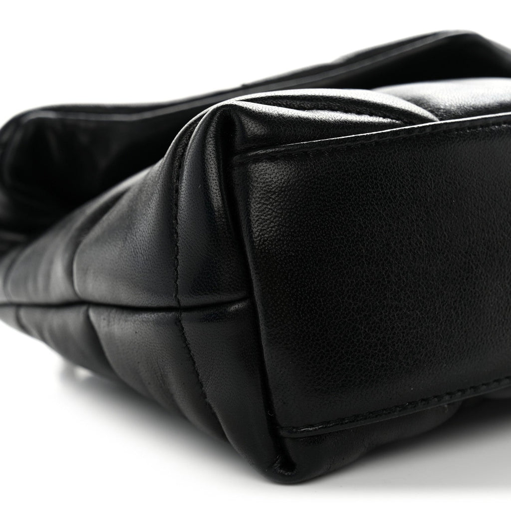 Lambskin Quilted Toy Loulou Puffer Monogram Chain Satchel Black