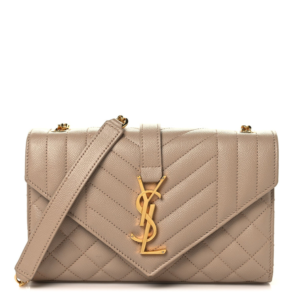 Grain De Poudre Textured Mixed Matelasse Triquilt Small Monogram Satchel Dark Beige
