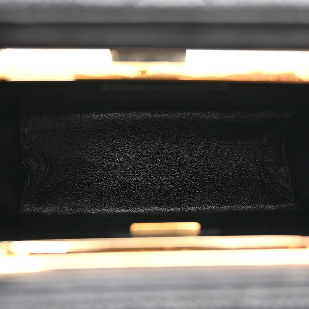 Caviar Quilted Evening Box Bag Black