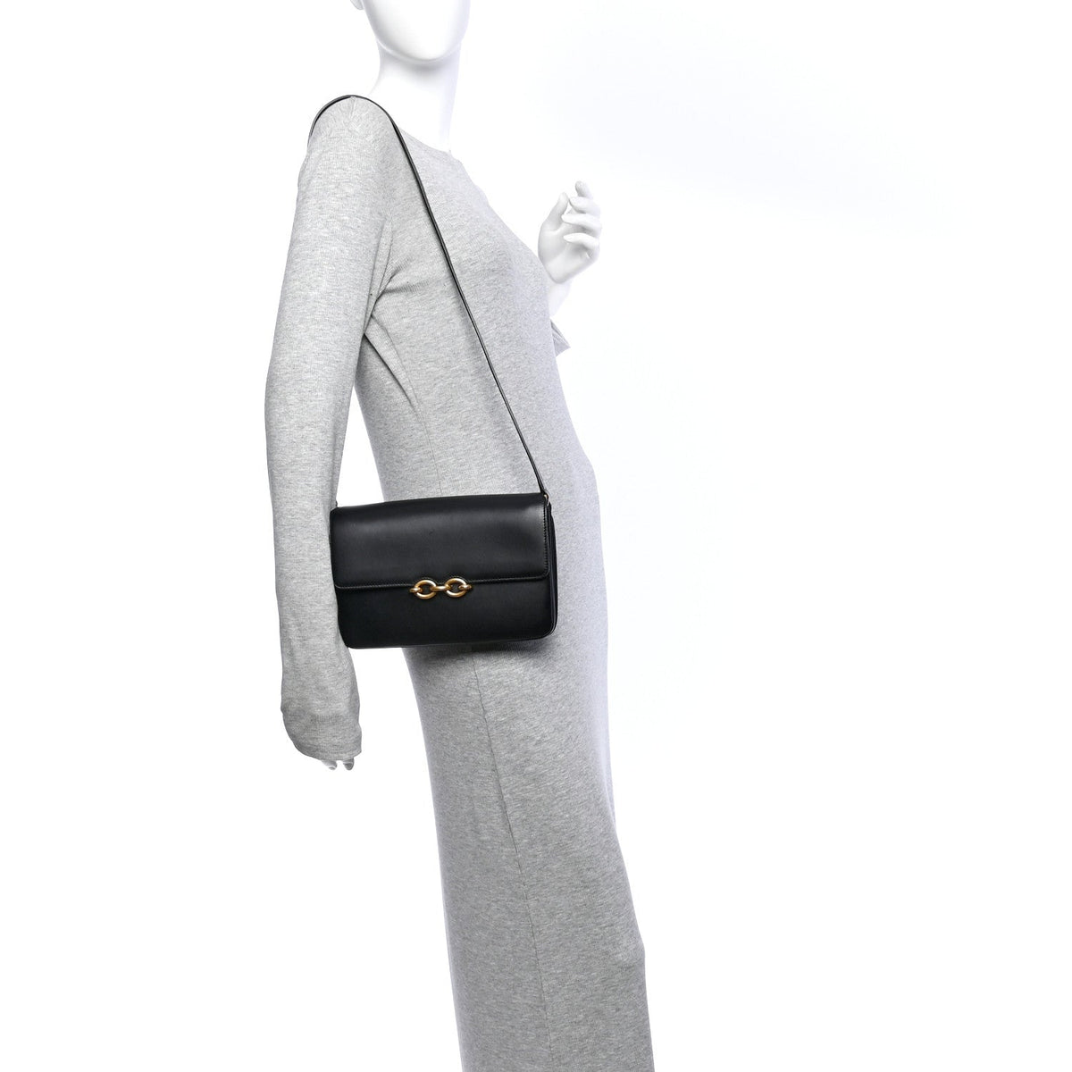 Smooth Calfskin Le Maillon Satchel Black