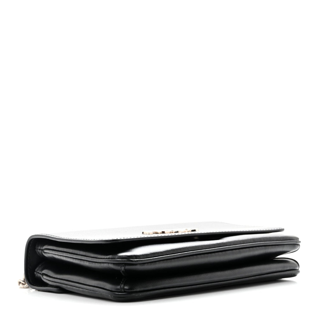 Saffiano Soft Calf Chain Crossbody Bag Black
