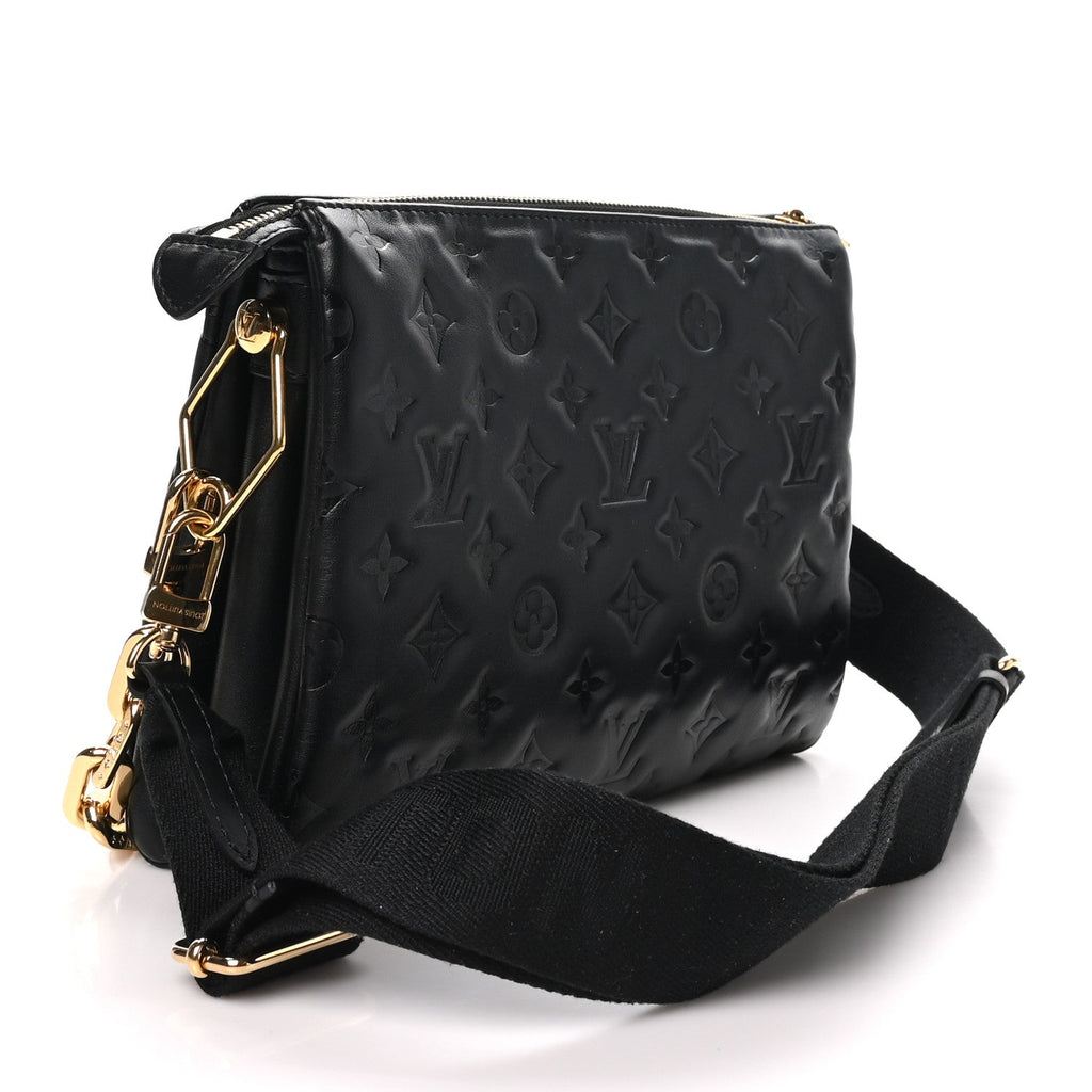 Lambskin Embossed Monogram Coussin PM Black