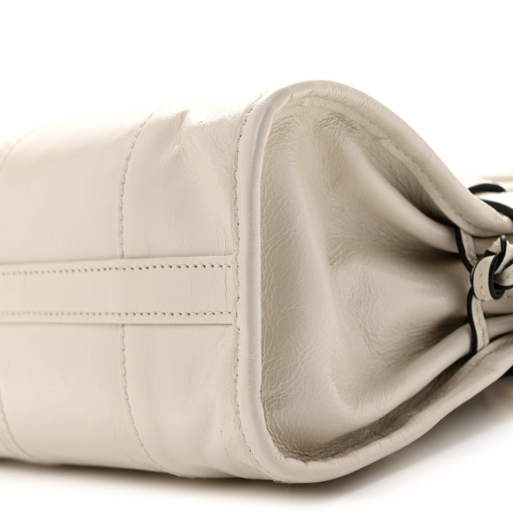 Glossy Calfskin Triangle Mini Bonnie Hand Bag White