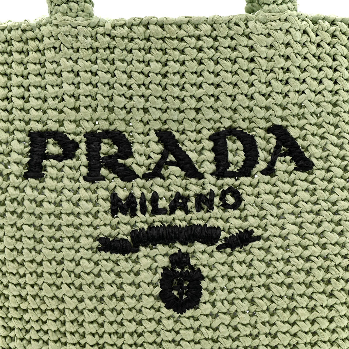 Yarn Raffia Effect Crochet Small Logo Tote Acqua