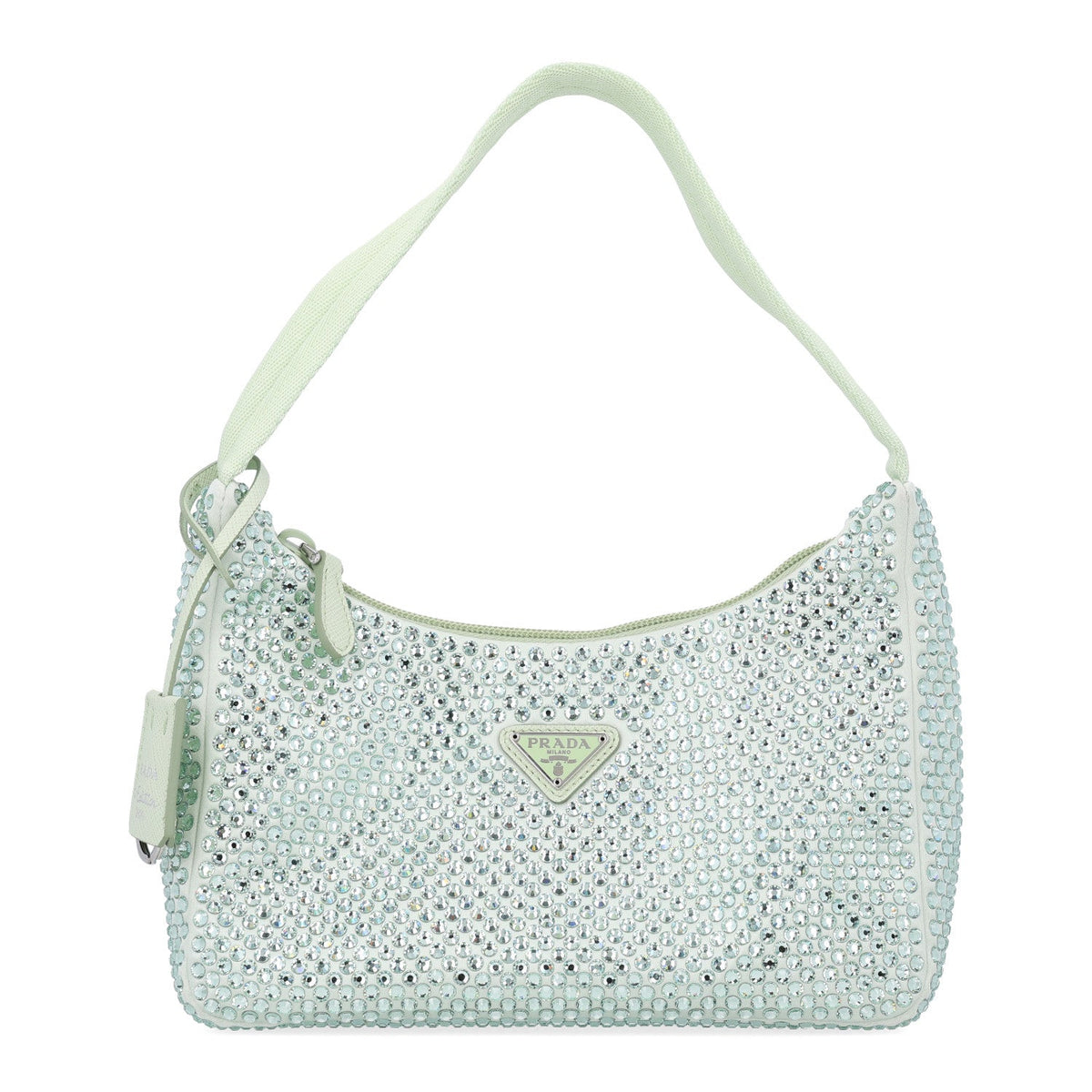 Satin Crystal Mini Re-Edition 2000 Bag Acqua