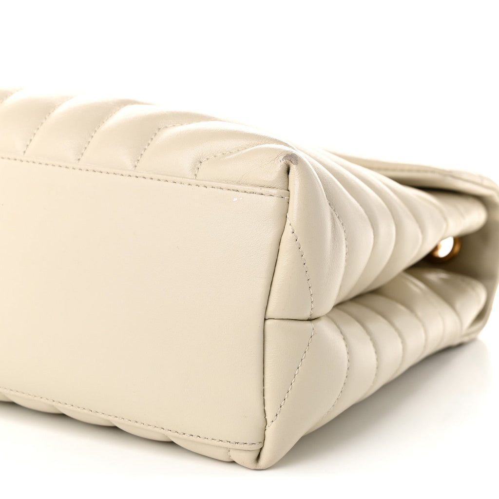 Calfskin Y Quilted Monogram Medium Loulou Chain Satchel Crema Soft