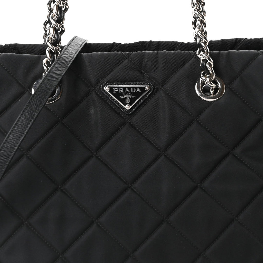 Nylon Tessuto Impuntu Quilted Tote Black
