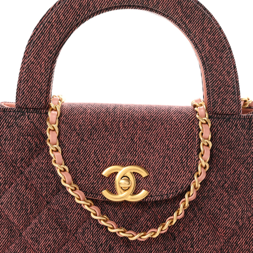 Denim Quilted Nano Kelly Shopper Orange Black