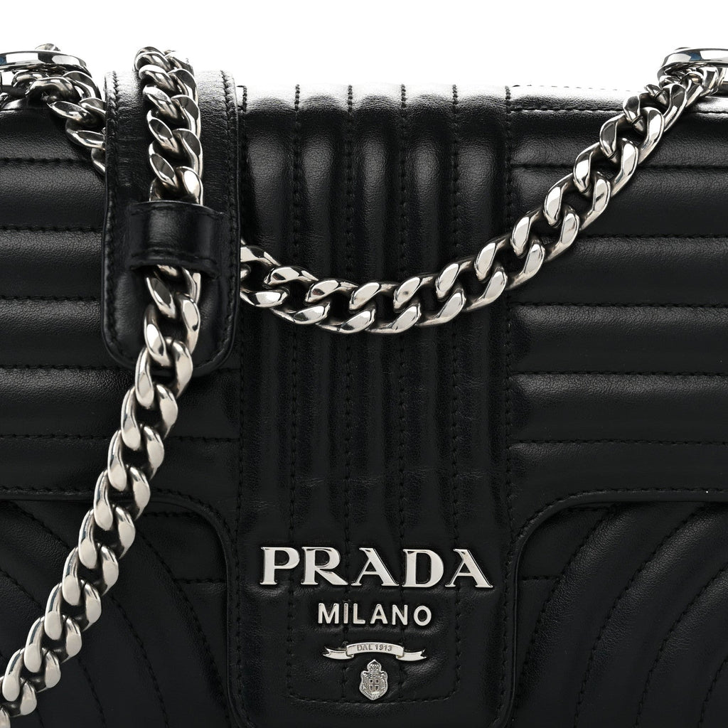 Soft Calfskin Impunture Diagramme Medium Chain Flap Shoulder Bag Black
