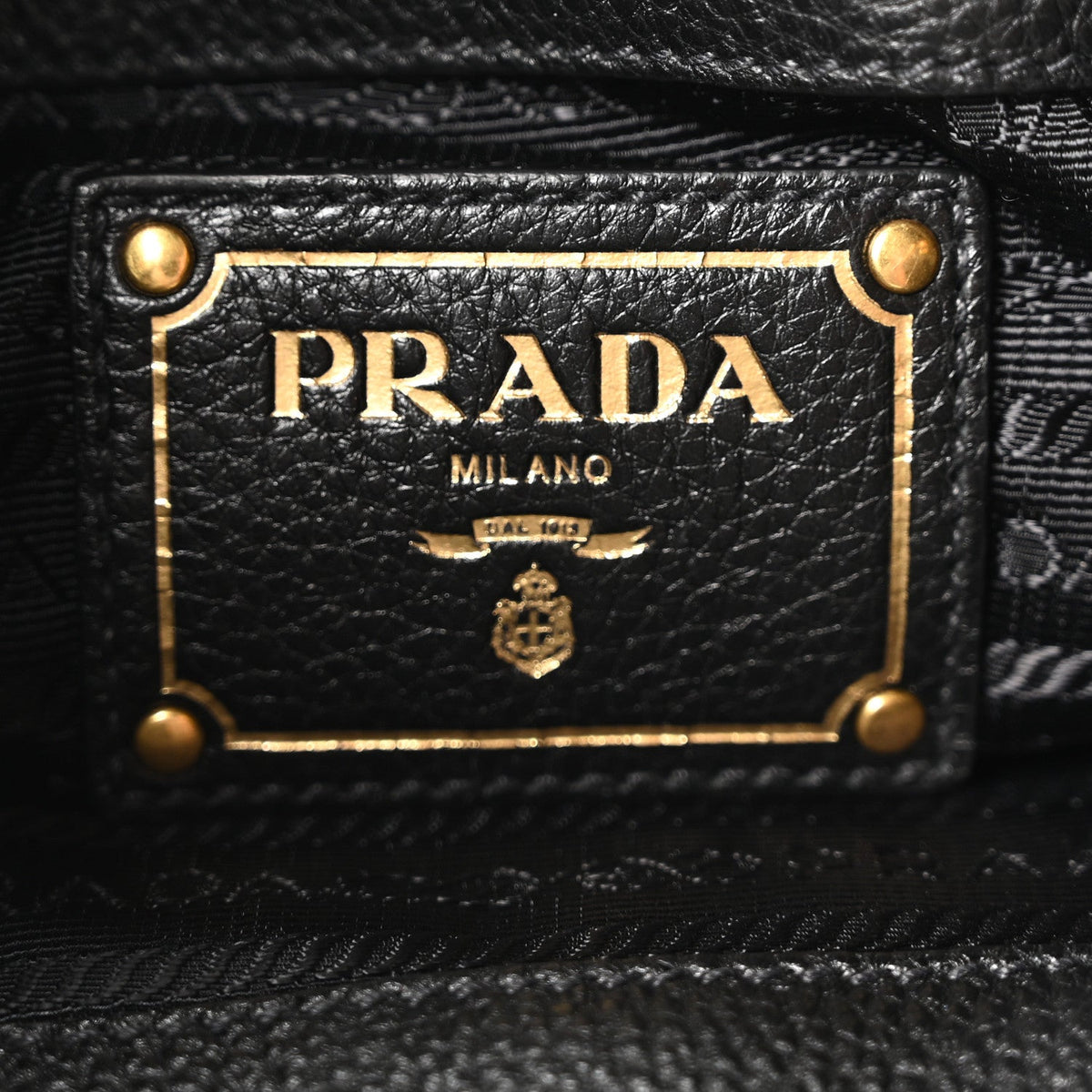 Vitello Phenix Embossed Logo Hobo Black