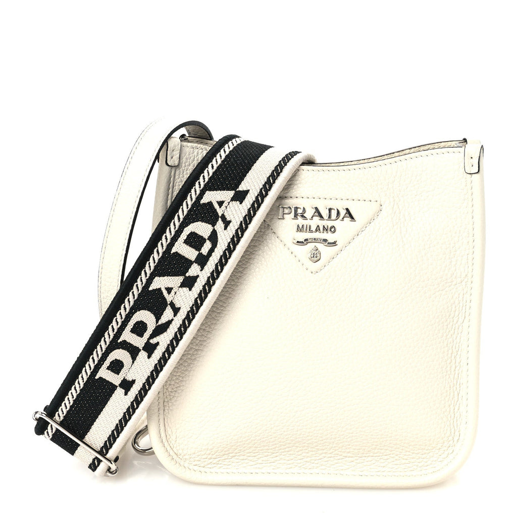 Vitello Daino Soft Mini Hobo Messenger Bag White
