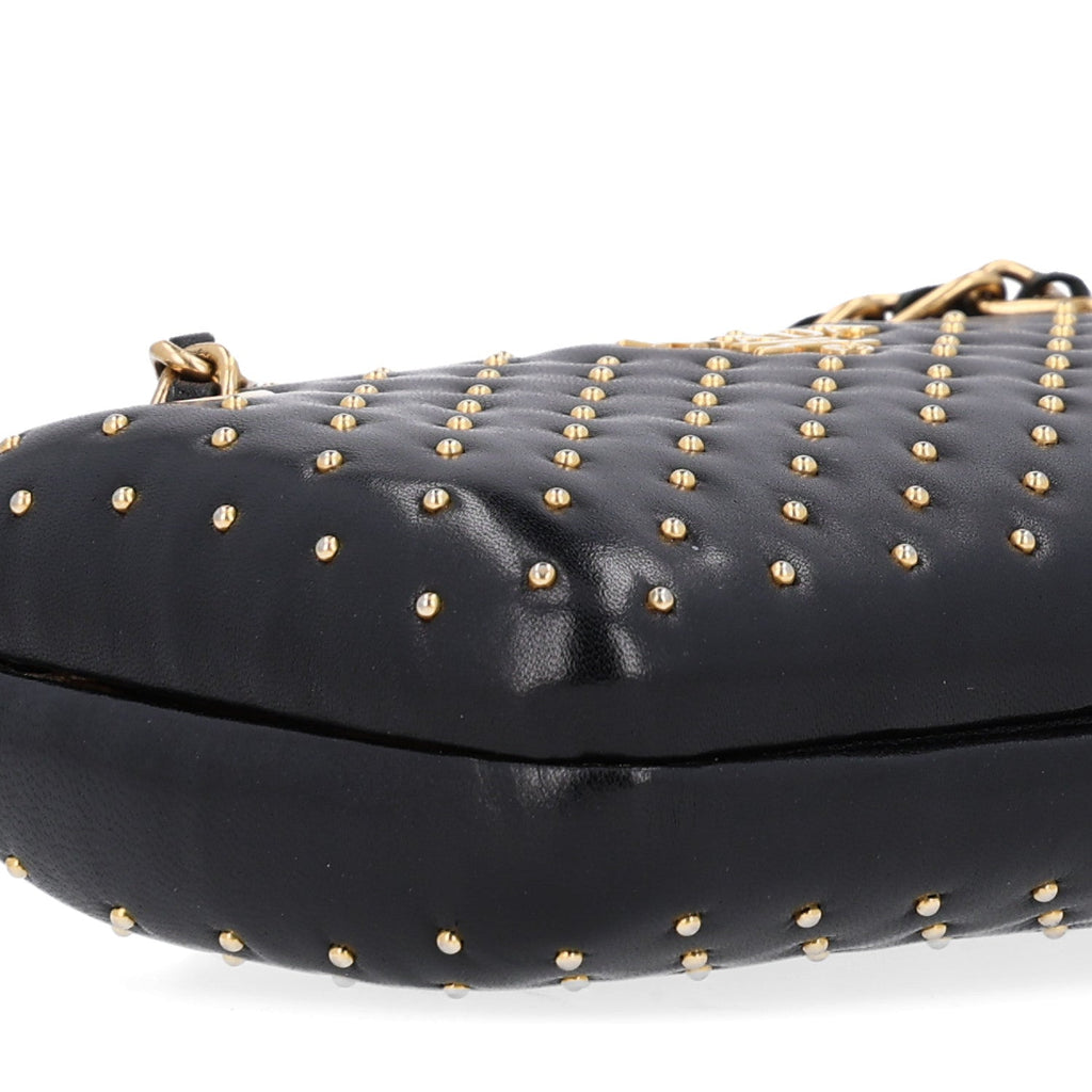 Nappa Studded Chain Clutch Black