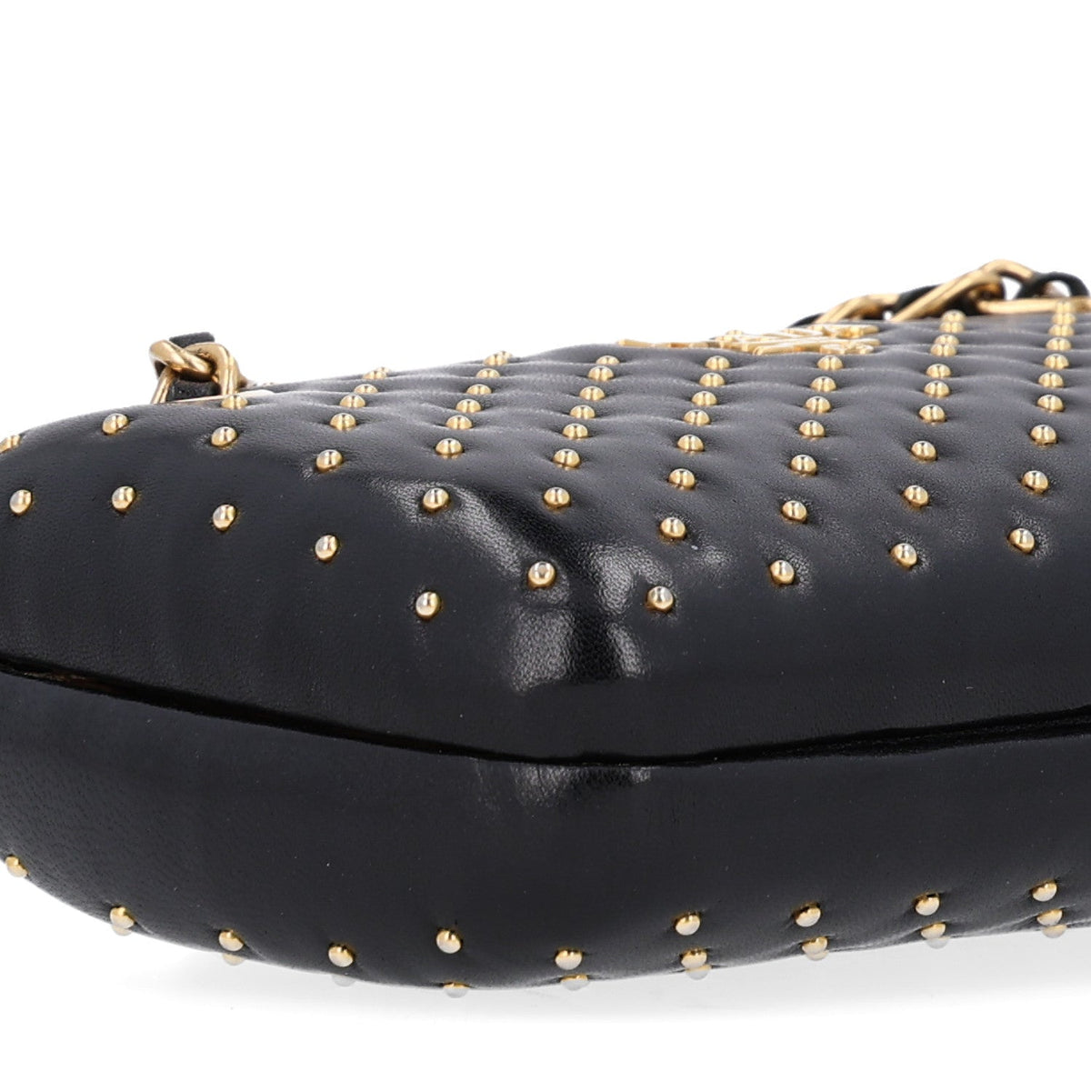 Nappa Studded Chain Clutch Black