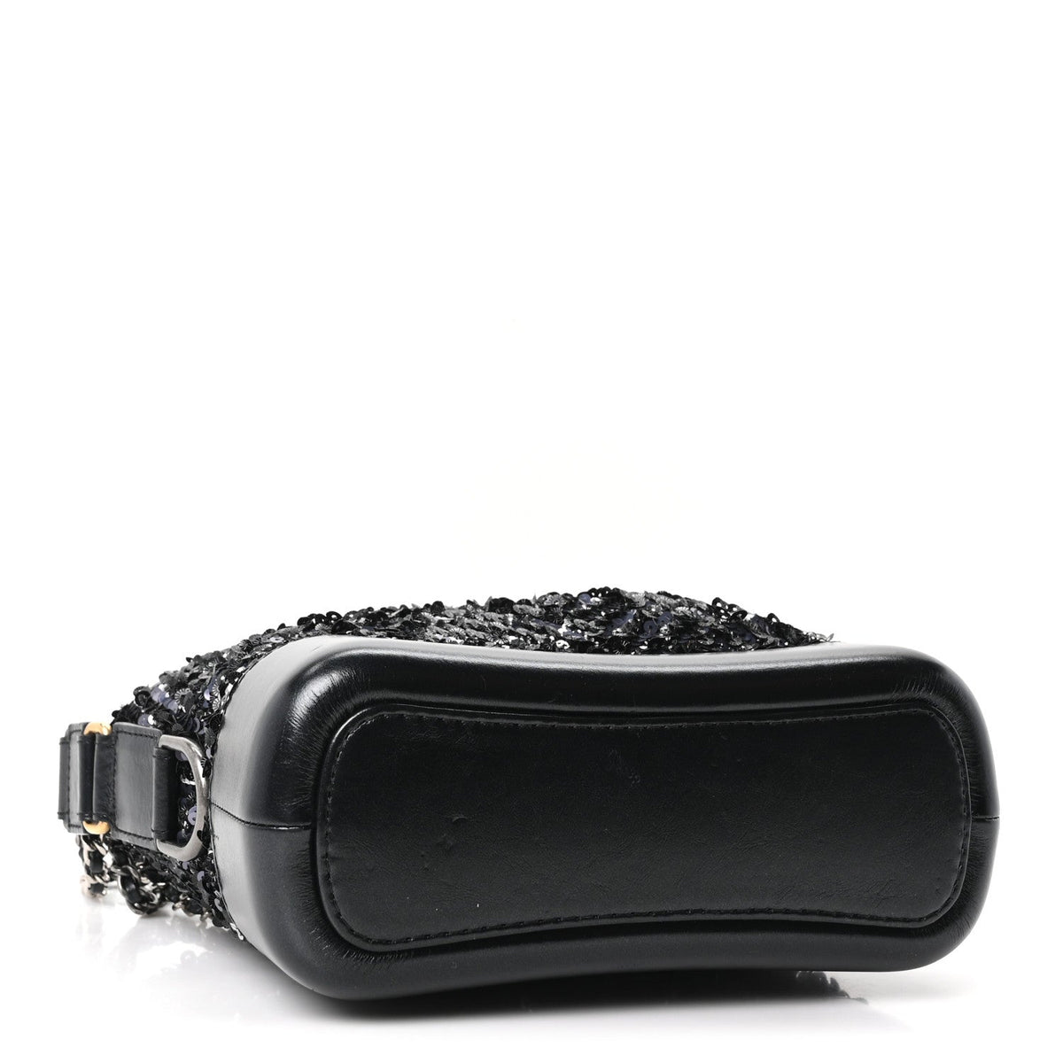 Sequin Calfskin Small Gabrielle Hobo Black Silver