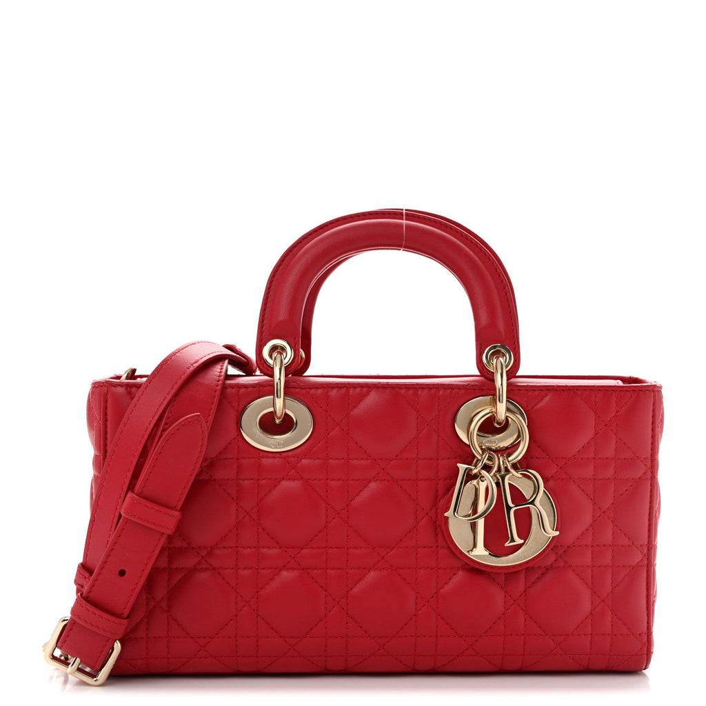 Lambskin Cannage Medium Lady D-Joy Red