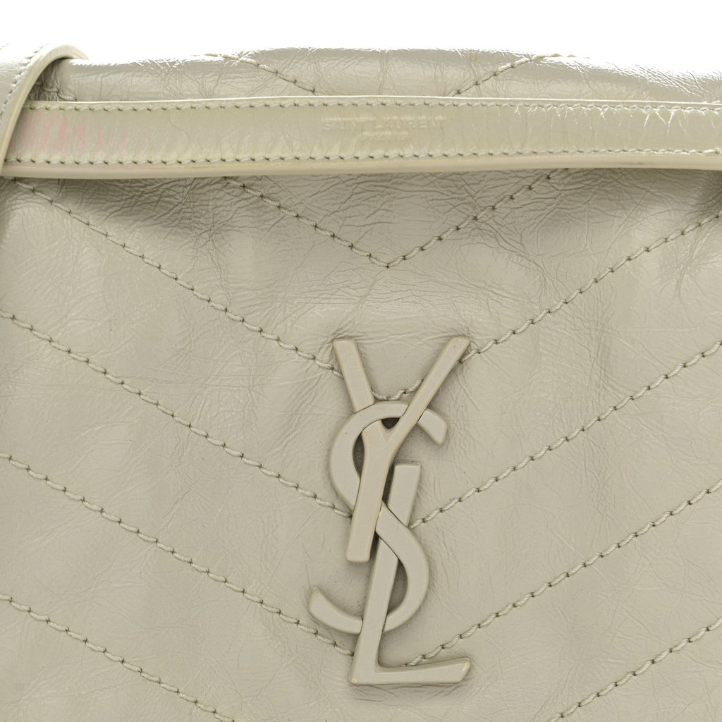 Crinkled Calfskin Matelasse Monogram Medium Niki Chain Satchel Blanc Vintage