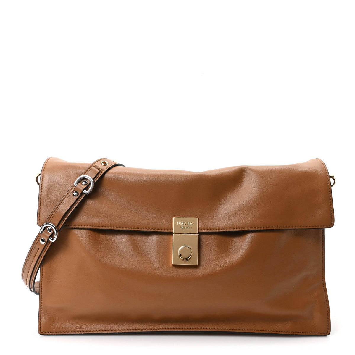 Calfskin Large Soft Sound Shoulder Bag Camel