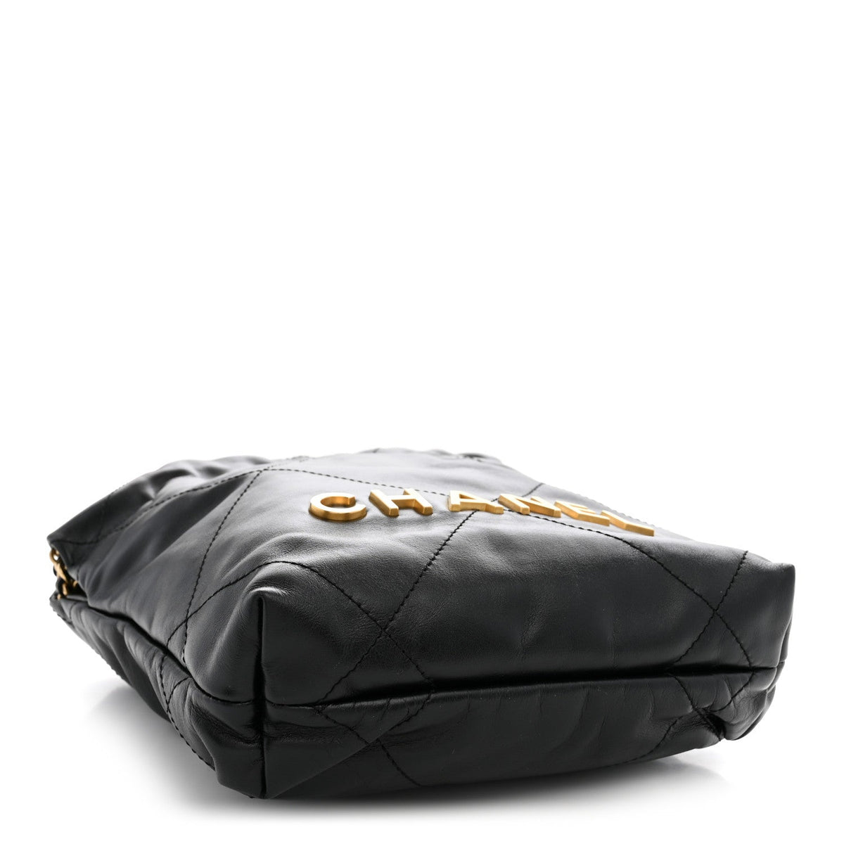 Shiny Calfskin Quilted Mini Chanel 22 Black