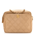Lambskin Quilted Camera Case Beige