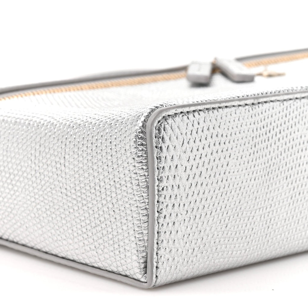 Lizard Embossed Calfskin Exoticoco Long Vanity With Chain Silvery